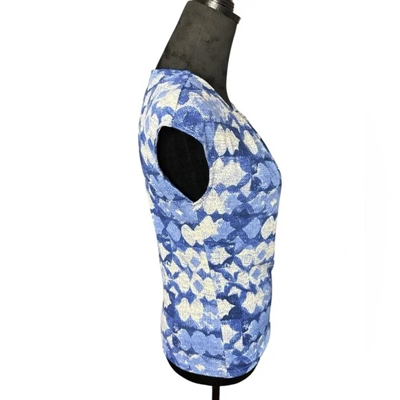 Ann Taylor Petite Blue Abstract Sleeveless Top SP - Picture 4 of 7